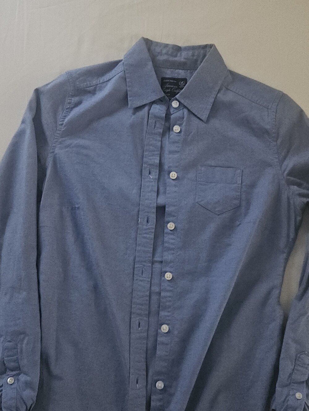 Womens  Blue Oxford Button-Down Shirt By American Eagle